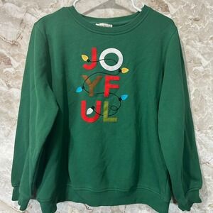 Rebecca Malone Joyful Christmas Lights Graphic Crewneck Sweatshirt Women's L